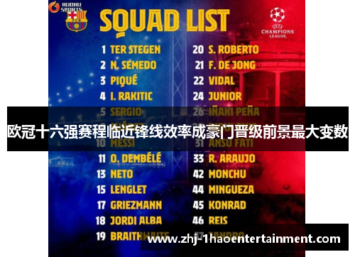欧冠十六强赛程临近锋线效率成豪门晋级前景最大变数